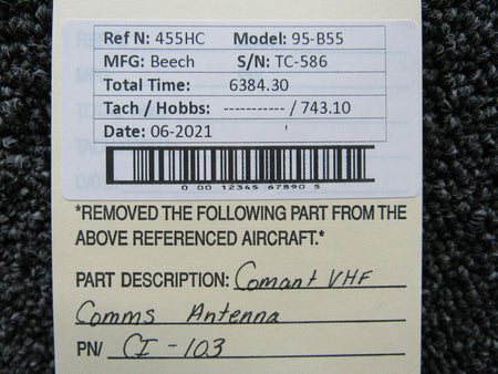 Comant CI-103 Beechcraft 95-B55 Comant VHF Communications Antenna