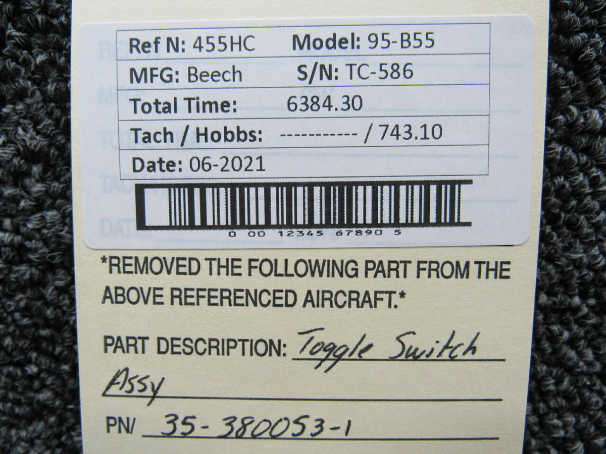 Beechcraft 35-380053-1 Beechcraft 95-B55 Toggle Switch Assembly