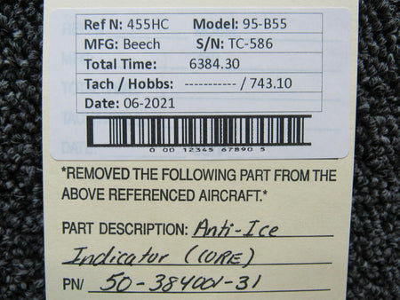 Beechcraft 50-384001-31 Beechcraft 95-B55 Anti-Ice Indicator CORE