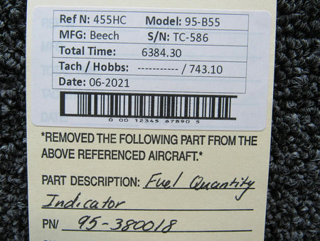 Beechcraft 95-380018 Beechcraft 95-B55 Fuel Quantity Indicator