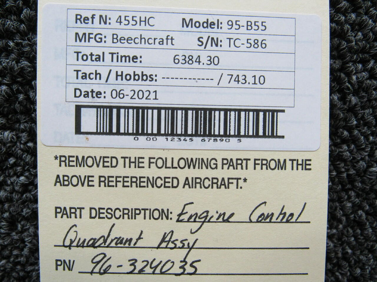 Beechcraft 96-324035 Beechcraft 95-B55 Engine Control Quadrant Assembly
