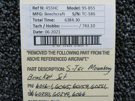 S-Tec 6016-1 / 6065 / 60159 Beechcraft 95-B55 S-Tec Autopilot Mounting Bracket Set