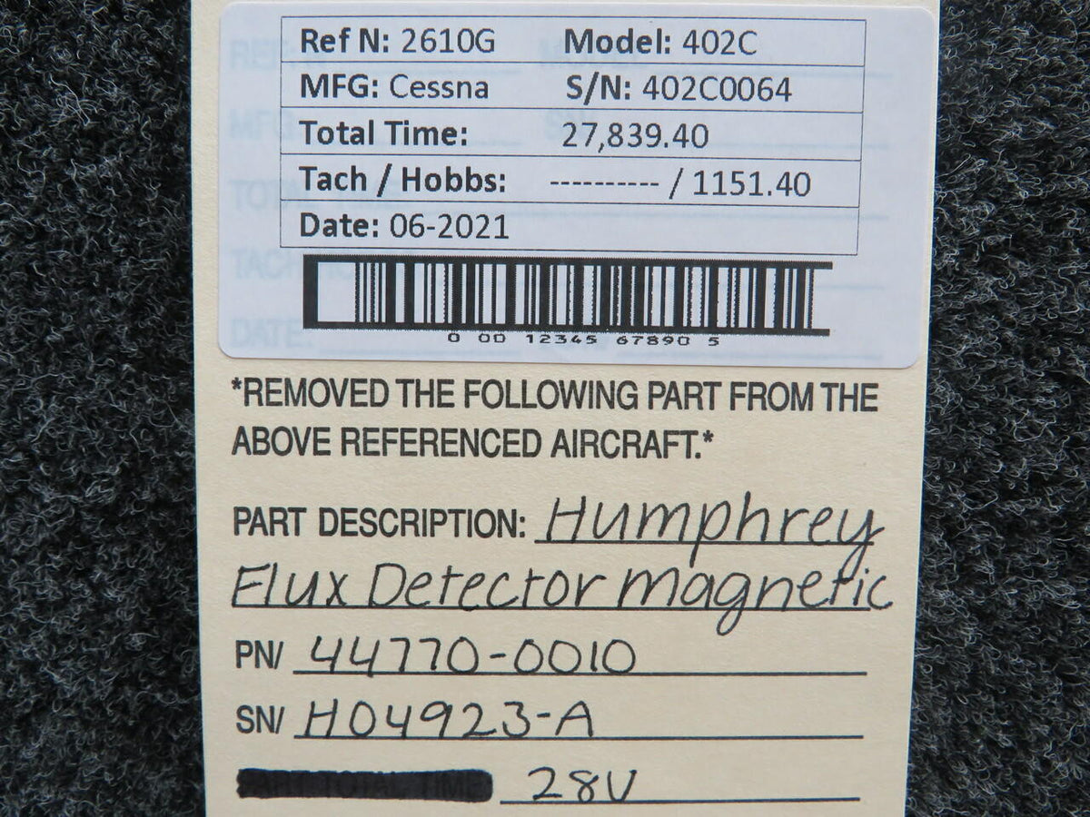 Humphrey 44770-0010 Cessna 402C Humphrey Magnetic Flux Detector Volts 28