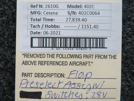 Cessna Cessna 402C Flap Preselect Assembly W/ Switches Volts 28