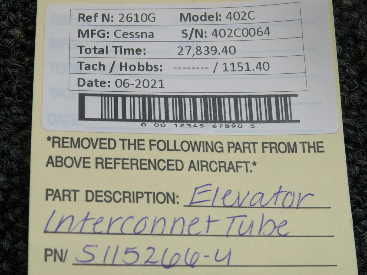 Cessna 5115266-4 Cessna 402C Elevator Interconnect Tube