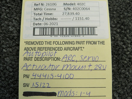 ARC 44415-4100 Cessna 402C ARC Autopilot Servo Actuator Mount