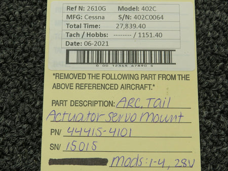 ARC 44415-4101 Cessna 402C ARC Tail Actuator Servo Mount