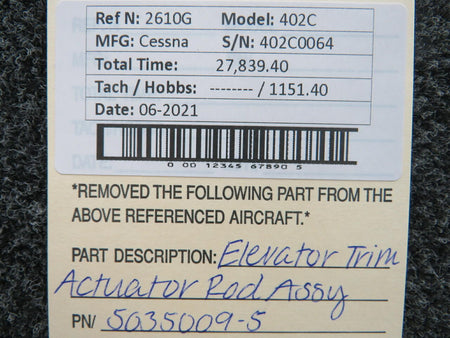 Cessna 5035009-5 Cessna 402C Elevator Trim Actuator Rod Assembly