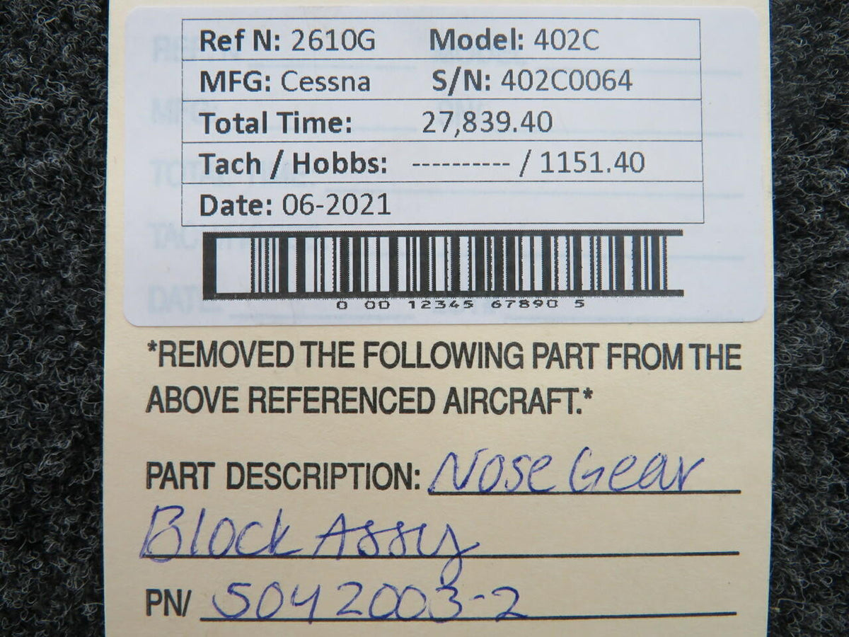 Cessna 5042003-2 Cessna 402C Nose Gear Block Assembly