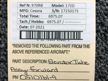 Cessna 0510161-9 Cessna 172D Elevator Tube Assembly Forward