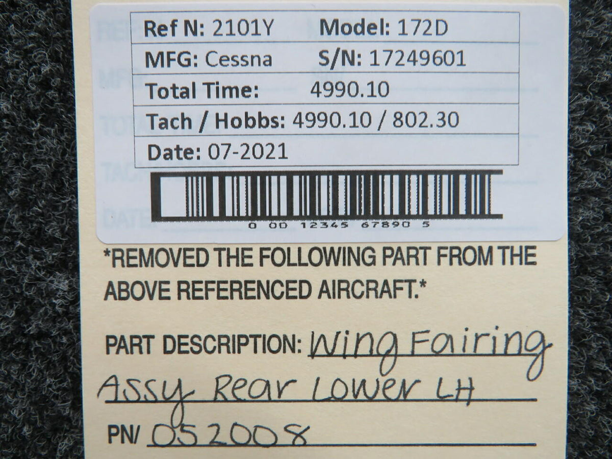 Cessna 052008 Cessna 172D Wing Fairing Assembly Rear Lower LH