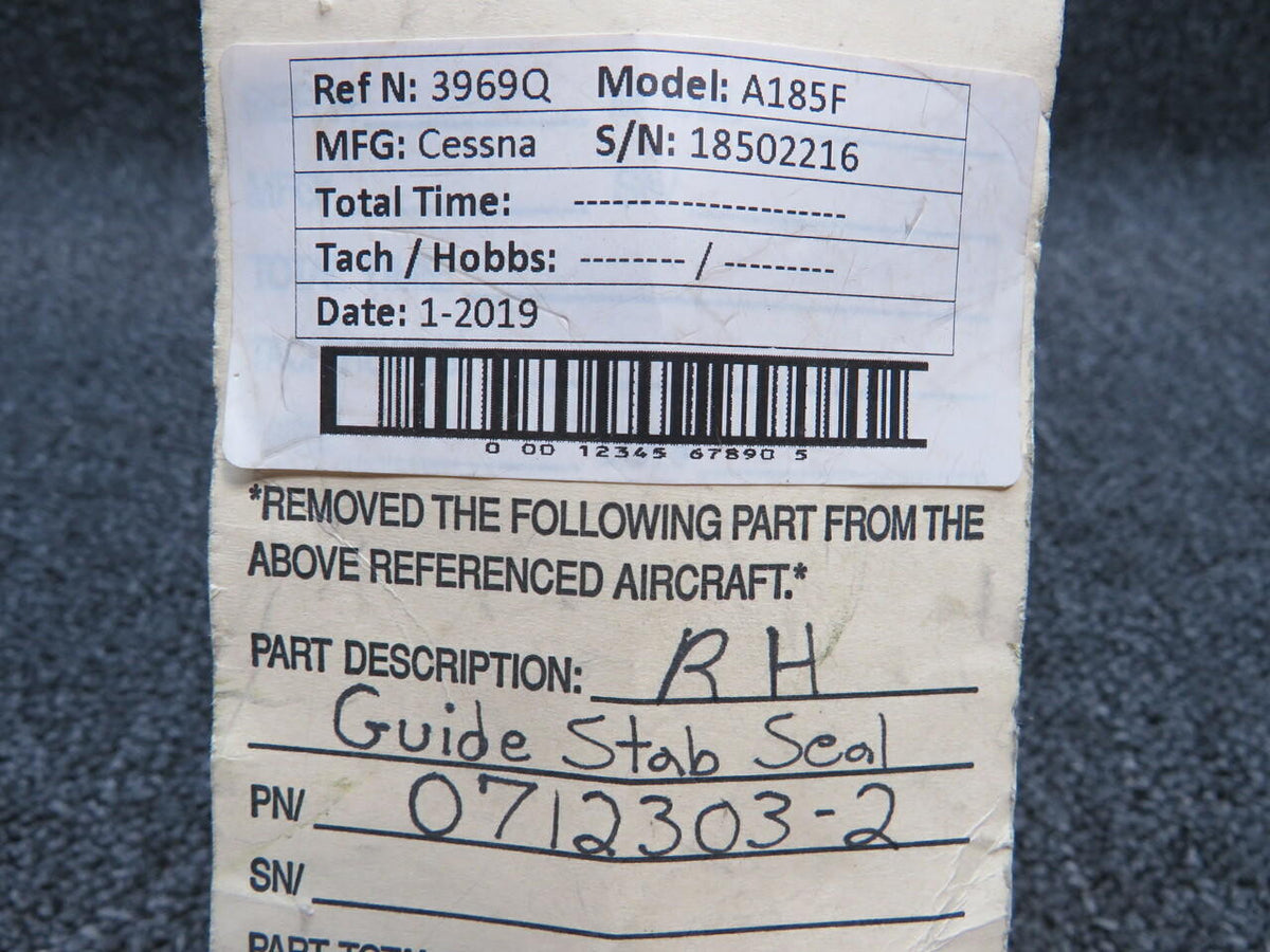 Cessna 0712303-2 Cessna A185F RH Guide Stab Seal