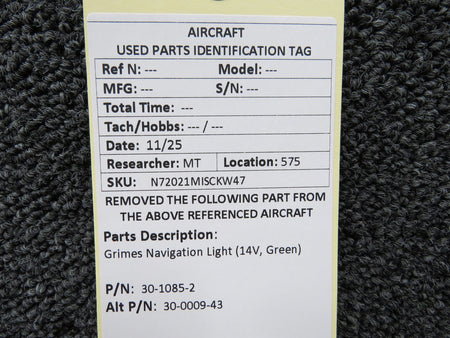 Grimes 30-0009-43 Grimes Navigation Strobe Light Green Volts 14