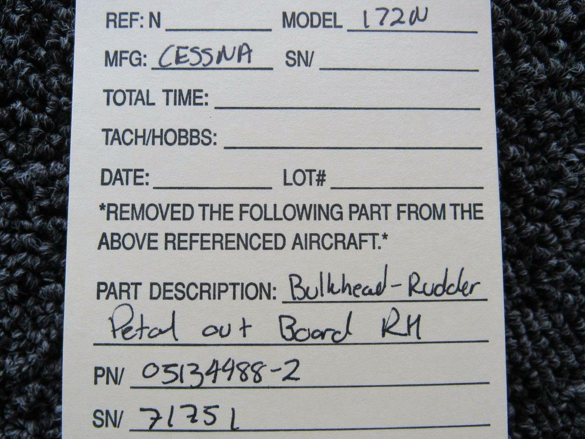 Cessna 0513488-2 Cessna Bulkhead Rudder Pedal Outboard RH