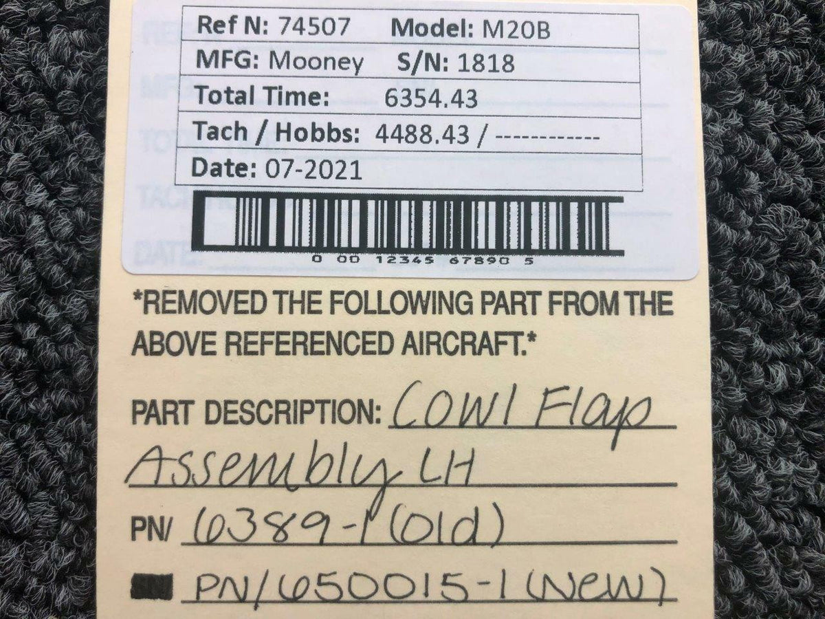 Mooney 650015-1 Old P/N 6389-1 Mooney M20B Cowl Flap Assembly LH