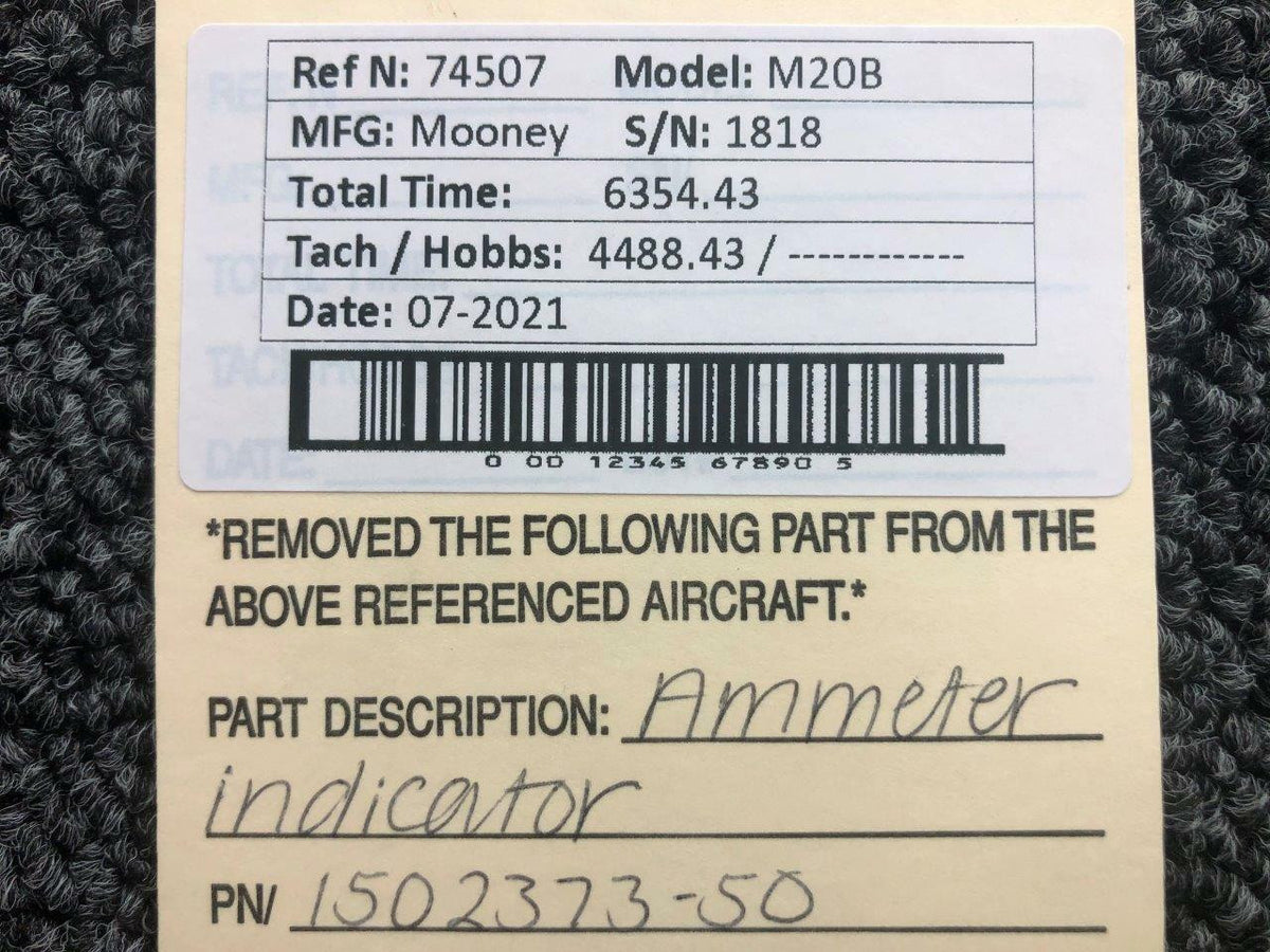 Mooney 1502373-50 Mooney M20B Ammeter Indicator