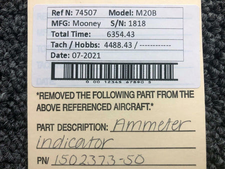 Mooney 1502373-50 Mooney M20B Ammeter Indicator