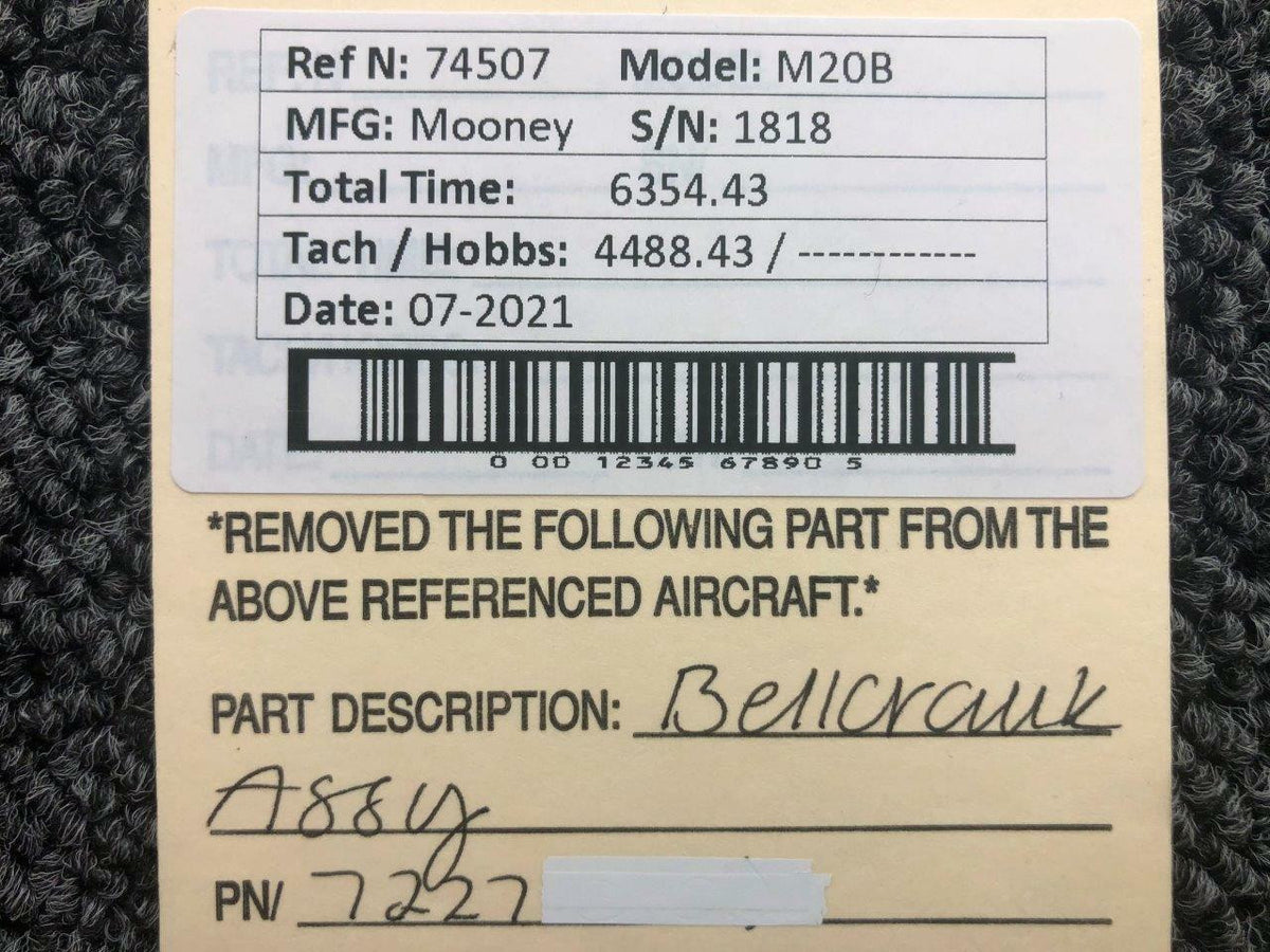 Mooney 7227 Mooney M20B Bellcrank Assembly