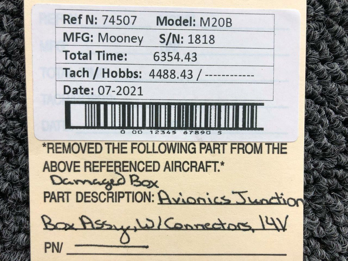 Mooney Mooney M20B Avionics Junction Box Assembly W/ Connectors and Wiring Volts 14