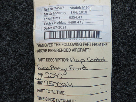 7097 (Use: 750024) Mooney M20B Flap Control Tube Assembly Front BAS Part Sales | Airplane Parts