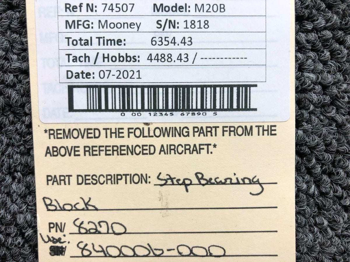 Mooney 8270 USE 840006-000 Mooney M20B Step Bearing Block
