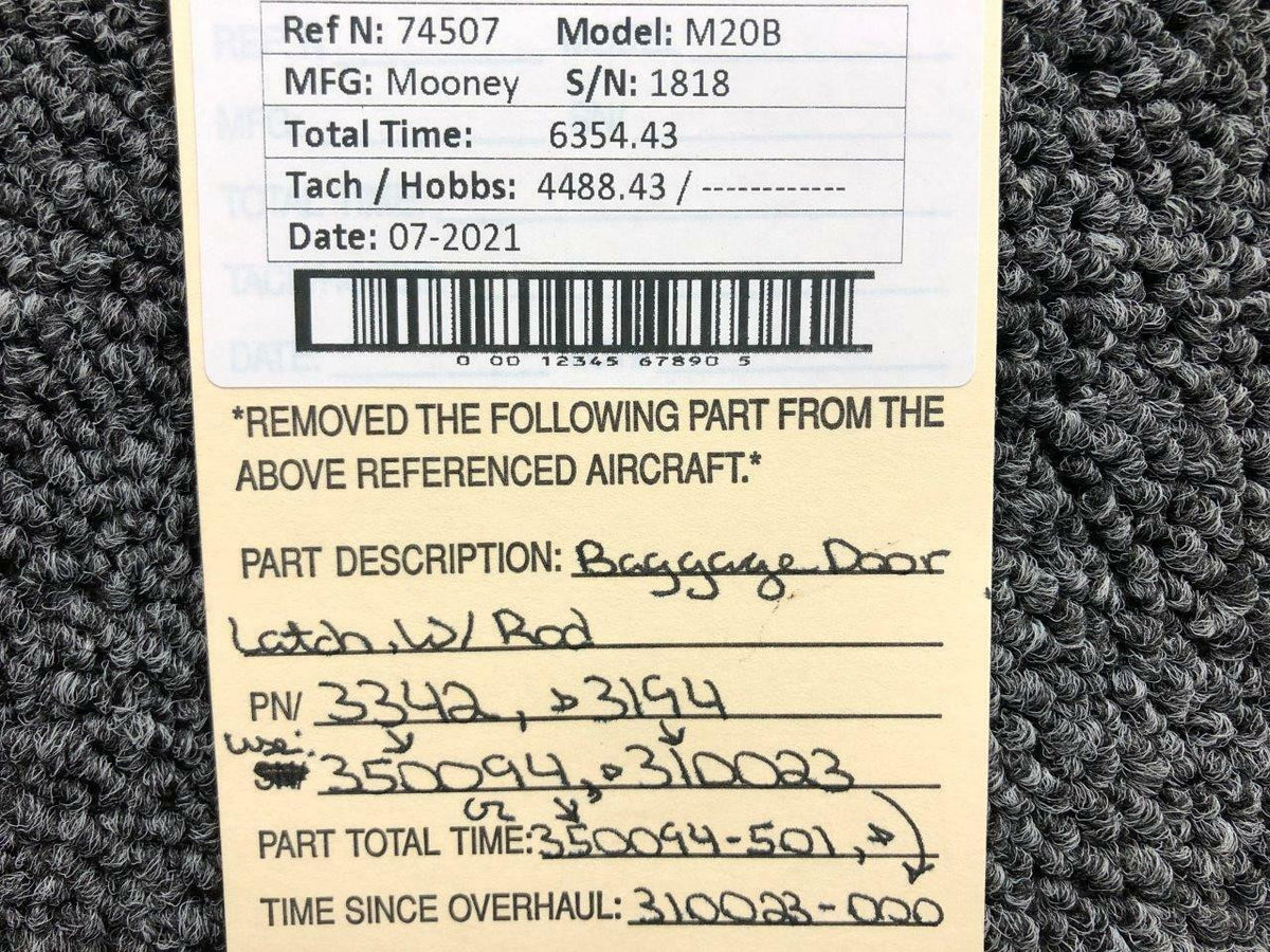 Mooney 3342 Mooney M20B Baggage Door Latch W/ Rod