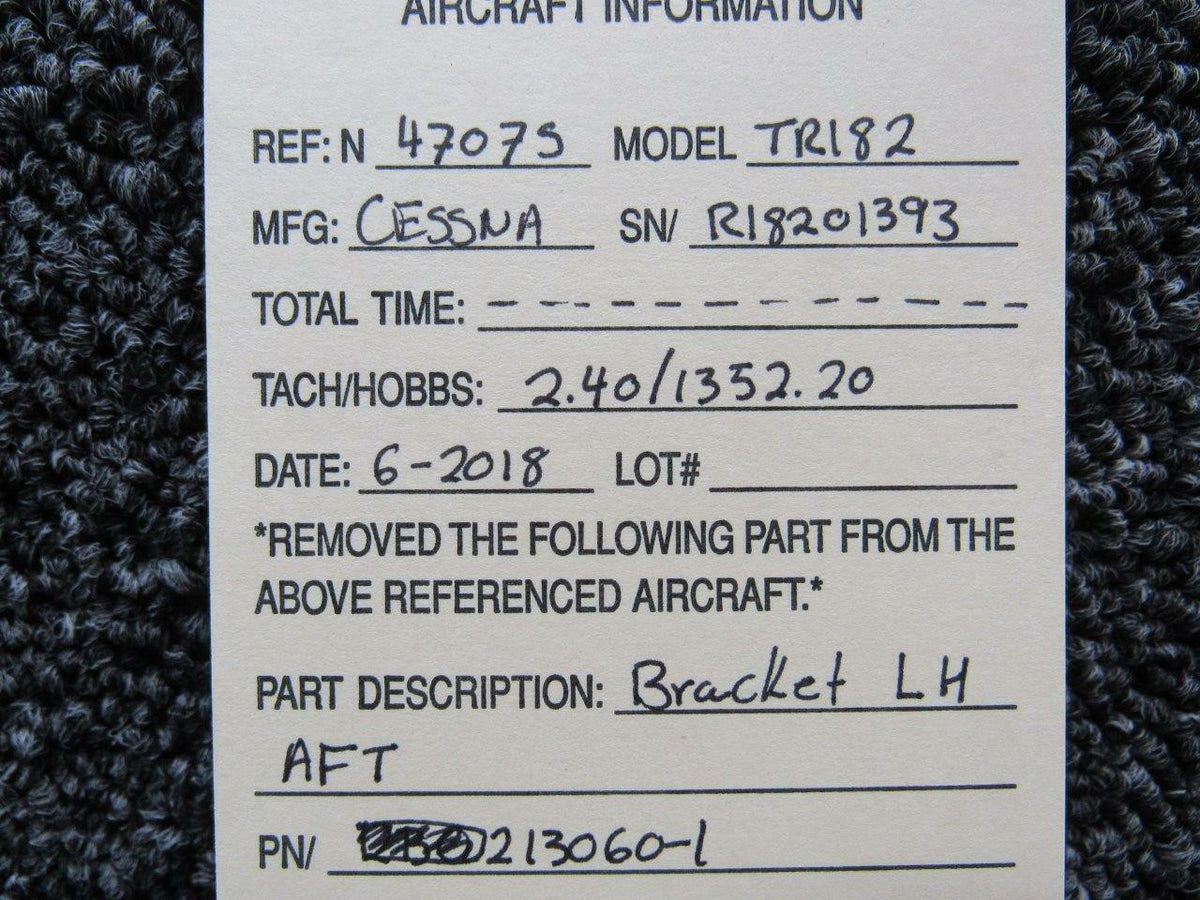 Cessna 2213060-1 Cessna TR182 Bracket LH AFT