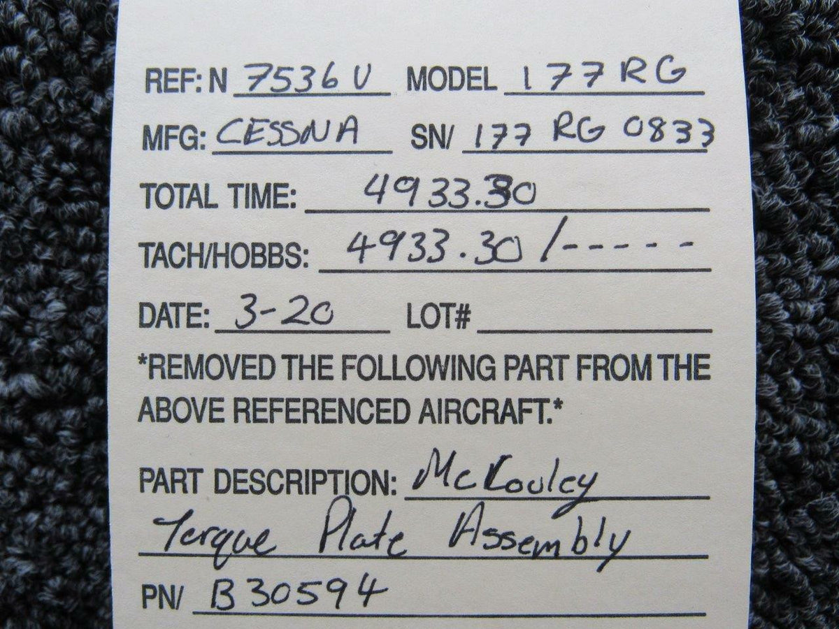 McCauley B30594 Cessna 177RG McCauley Torque Plate Assembly