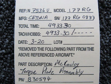 McCauley B30594 Cessna 177RG McCauley Torque Plate Assembly