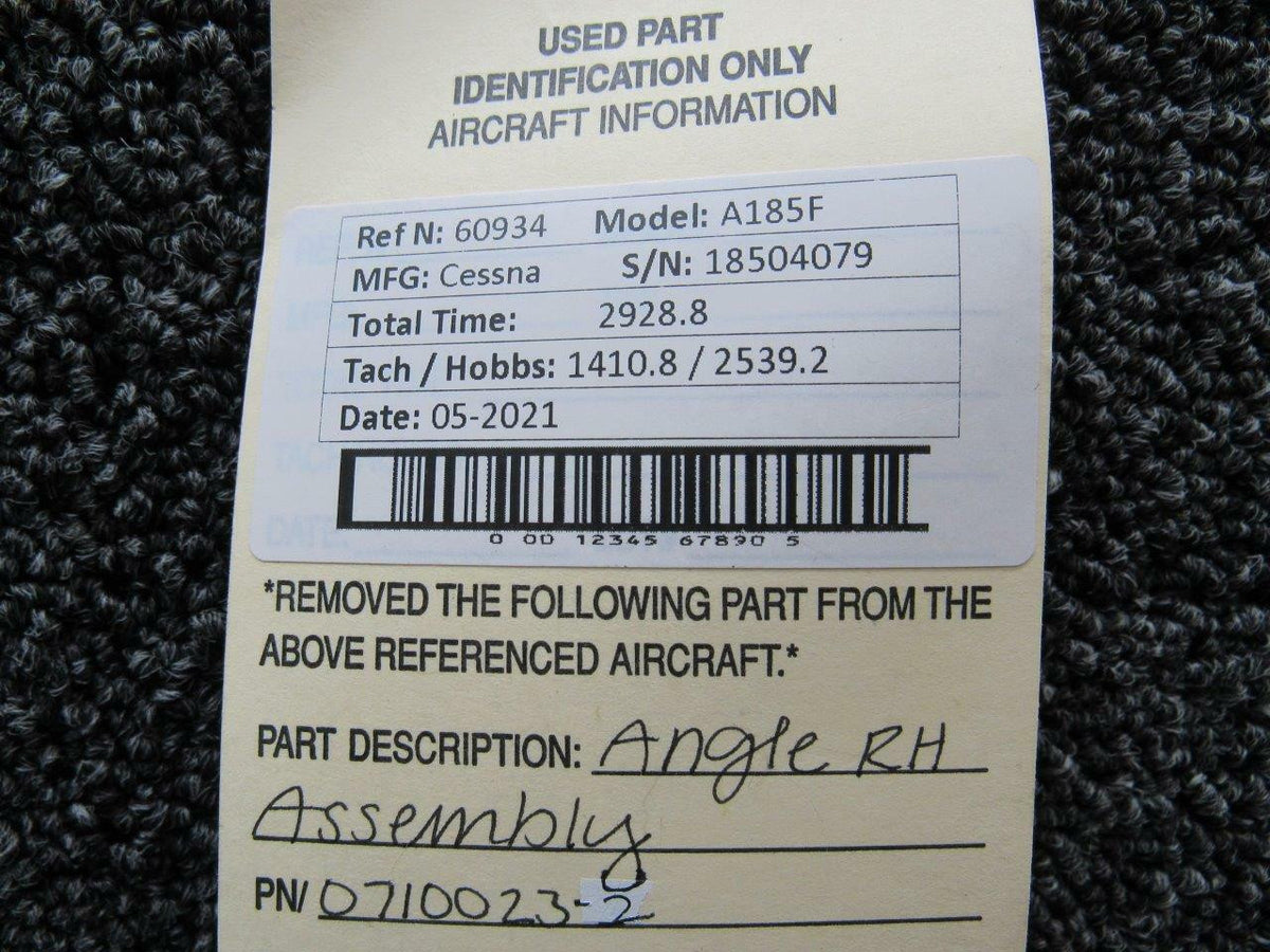 Cessna 0710023-2 Cessna A185F Angle RH Assembly