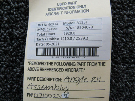 Cessna 0710023-2 Cessna A185F Angle RH Assembly