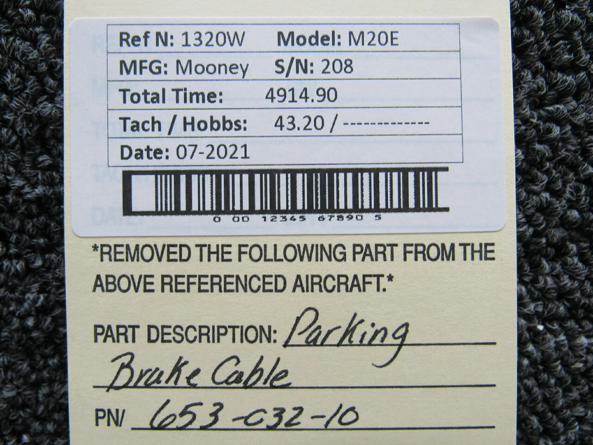 Mooney 653-032-10 Mooney M20E Parking Brake Cable Length 32