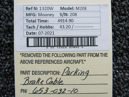 Mooney 653-032-10 Mooney M20E Parking Brake Cable Length 32