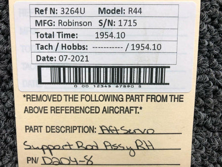 Robinson D204-8 Robinson R44 Aft Servo Support Rod Assembly RH