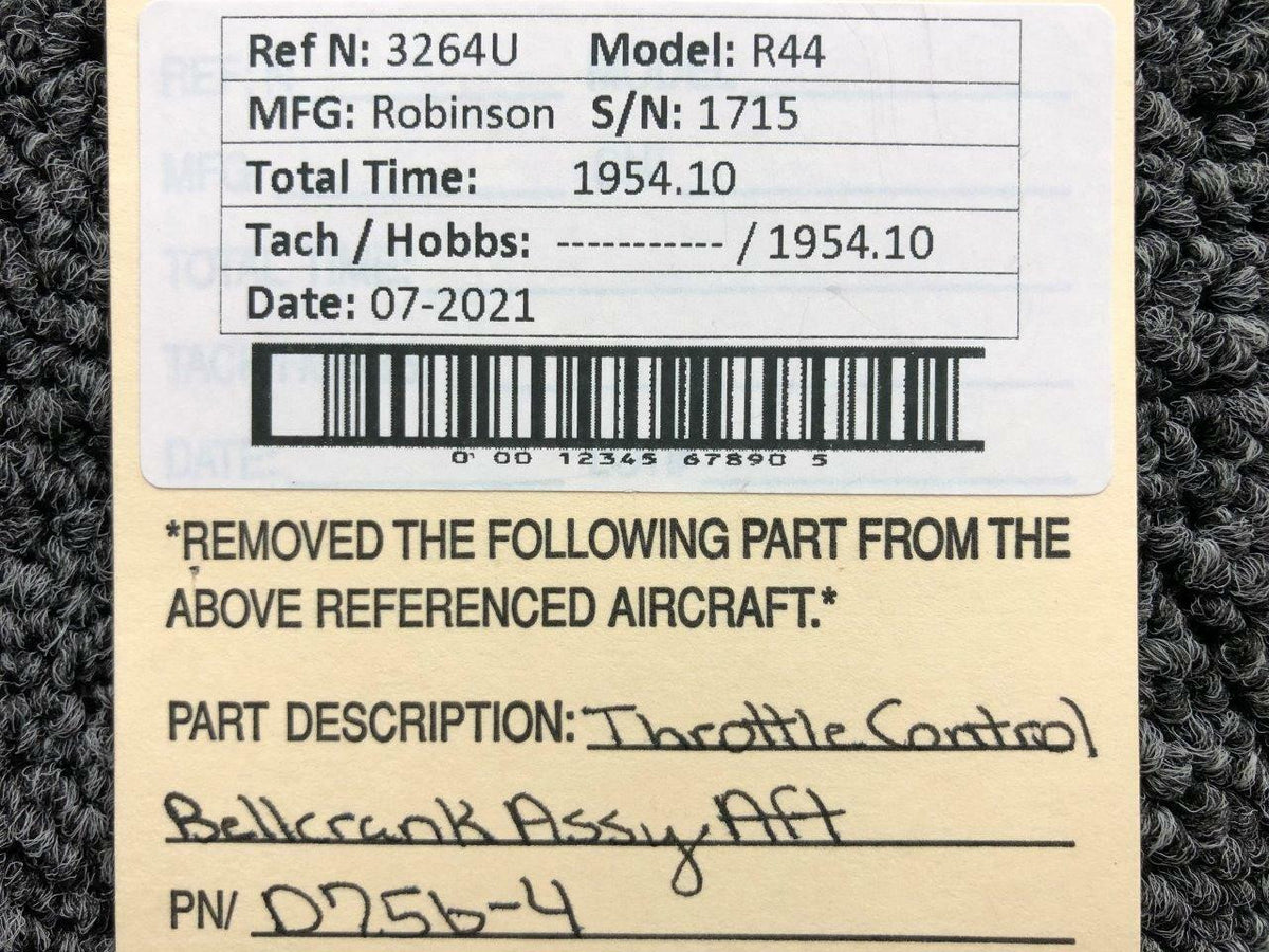 Robinson D756-4 Robinson R44 Throttle Control Bellcrank Assembly Aft