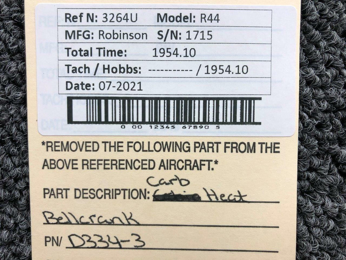 D334-3 Robinson R44 Carburetor Heat Bellcrank BAS Part Sales | Airplane Parts