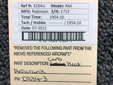 D334-3 Robinson R44 Carburetor Heat Bellcrank BAS Part Sales | Airplane Parts