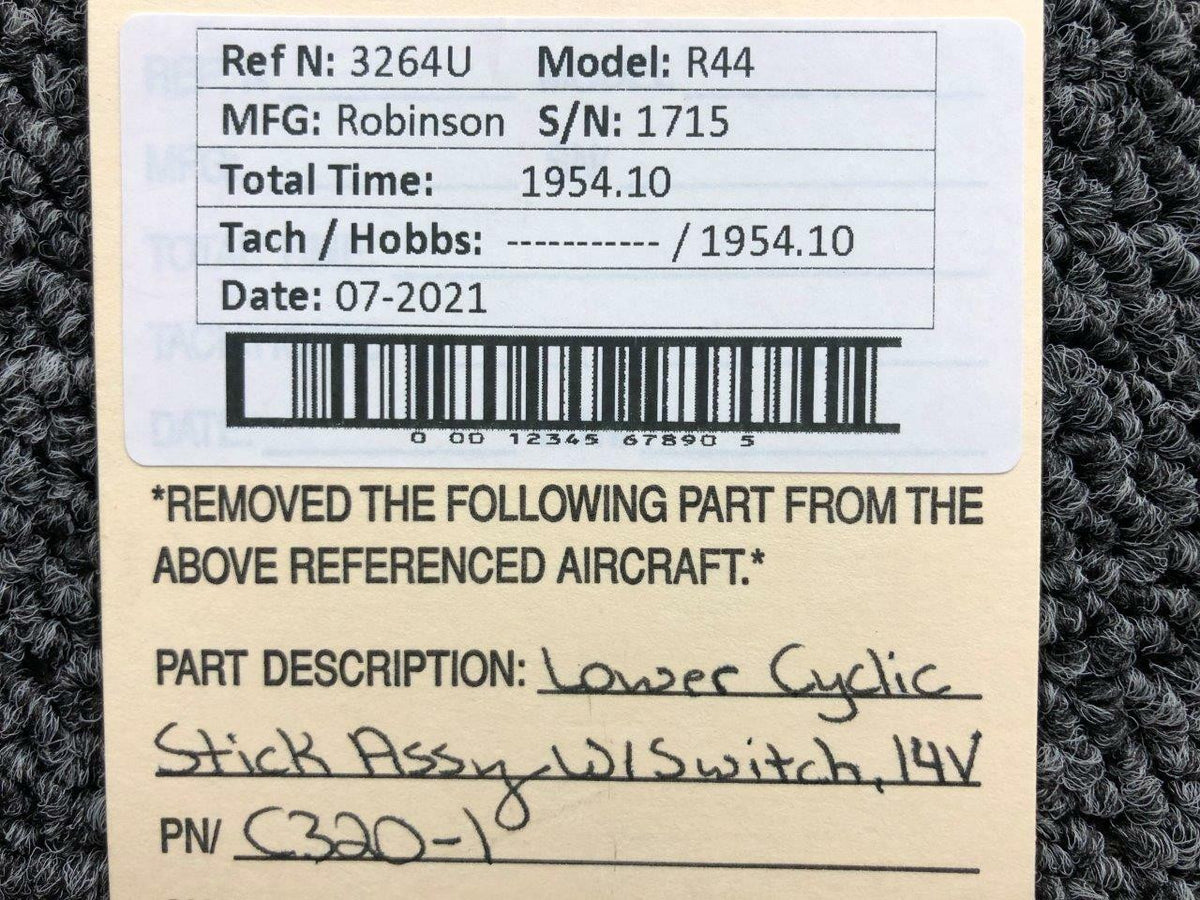 Robinson C320-1, C049-9 Robinson R44 Lower Cyclic Stick Assembly w Switch