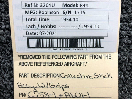 C758-1, A601-1 Robinson R44 Collective Stick Assembly  Grips BAS Part Sales | Airplane Parts
