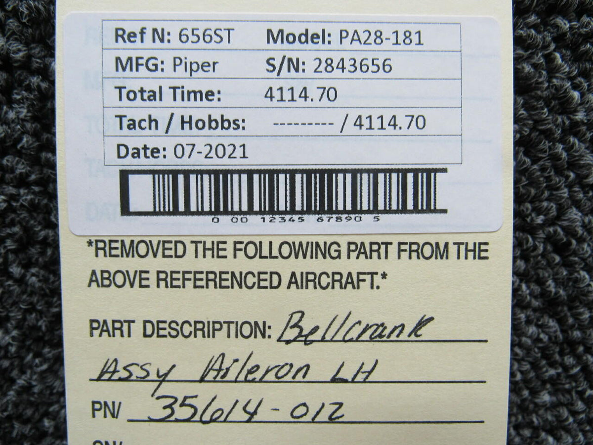 Piper 35614-012 Piper PA28-181 Bellcrank Assembly Aileron LH