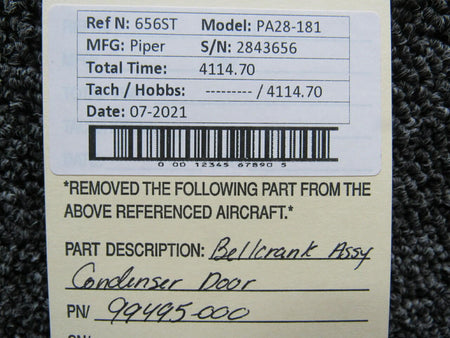 Piper 99495-000 Piper PA28-181 Bellcrank Assembly Condenser Door