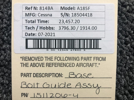 1511206-4 Cessna A185F Base Bolt Guide Assembly BAS Part Sales | Airplane Parts