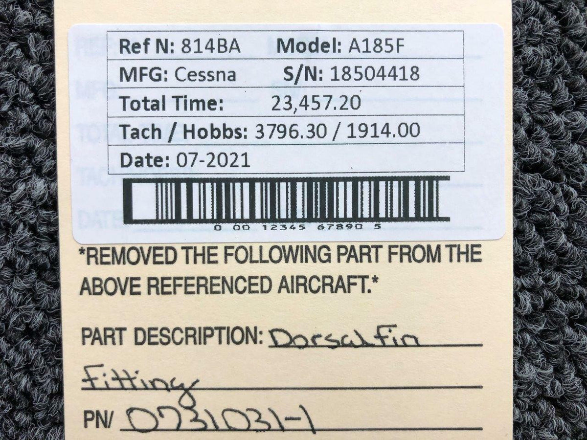 Cessna 0731031-1 Cessna A185F Dorsal Fin Fitting