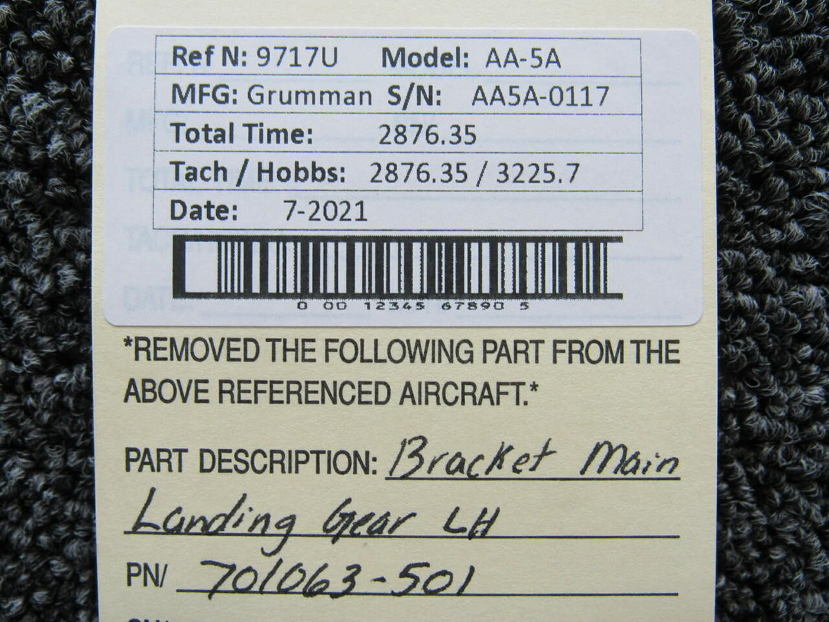 Grumman 701063-501 Grumman AA-5A Bracket Main Landing Gear LH