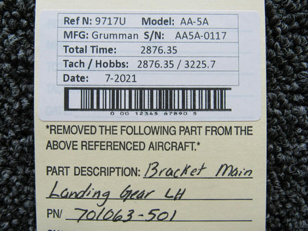 Grumman 701063-501 Grumman AA-5A Bracket Main Landing Gear LH