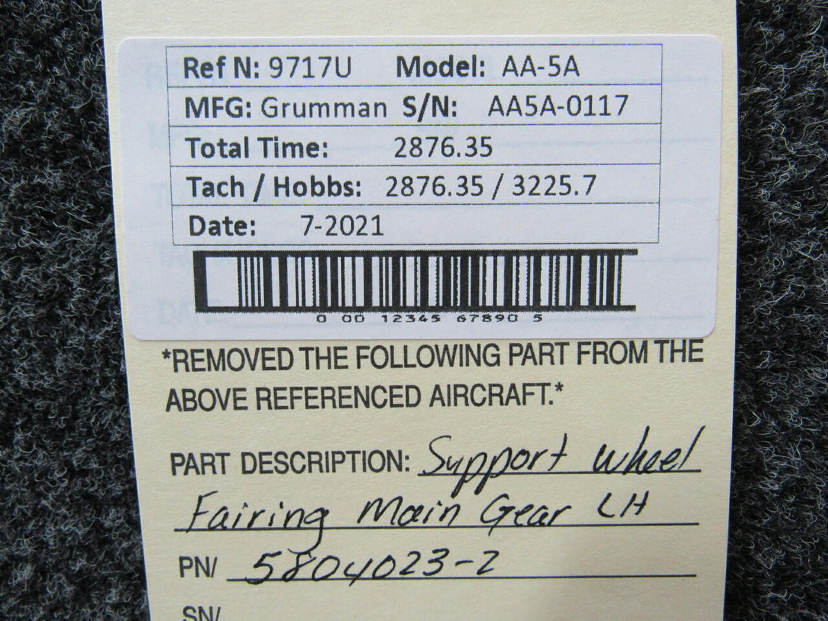 Grumman 5804023-2 Grumman AA-5A Support Wheel Fairing Main Gear LH
