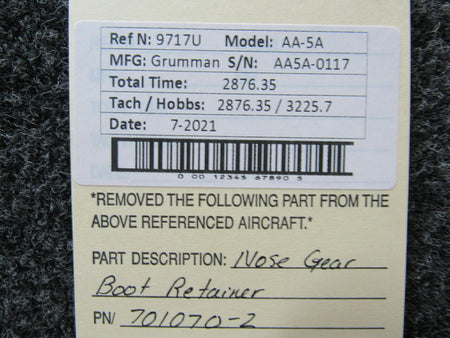 Grumman 701070-2 Grumman AA-5A Nose Gear Boot Retainer