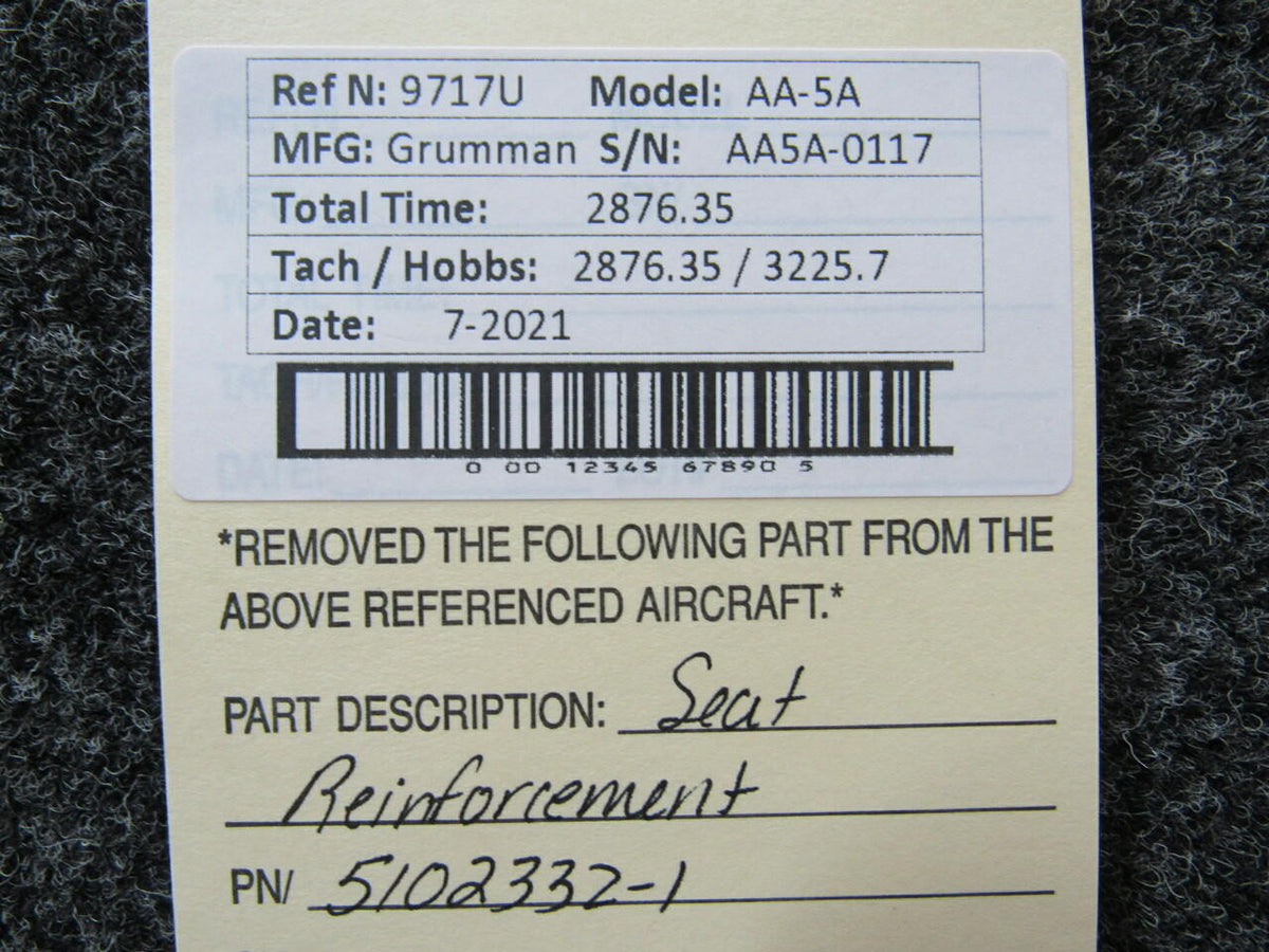 Grumman 5102332-1 Grumman AA-5A Seat Reinforcement