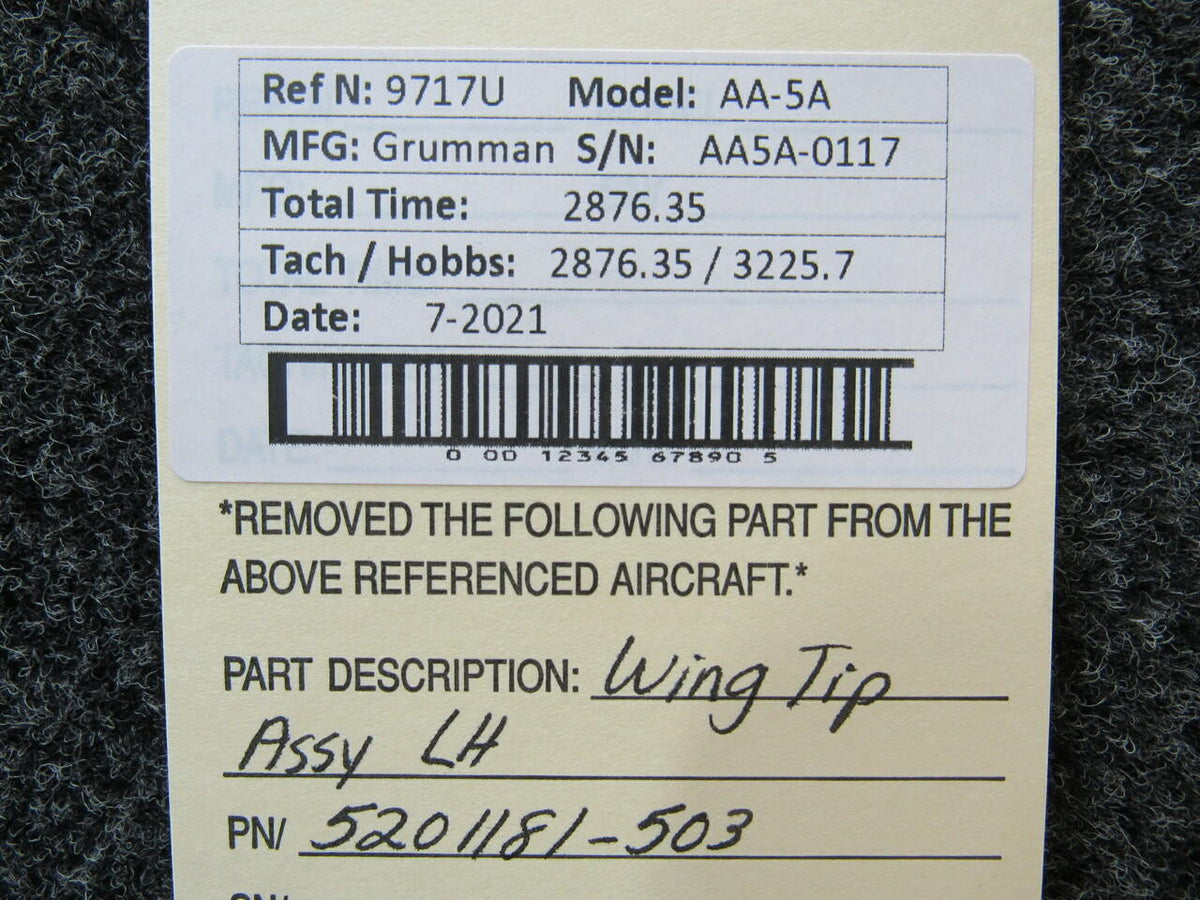 Grumman 5201181-503 Grumman AA-5A Wing Tip Assembly LH