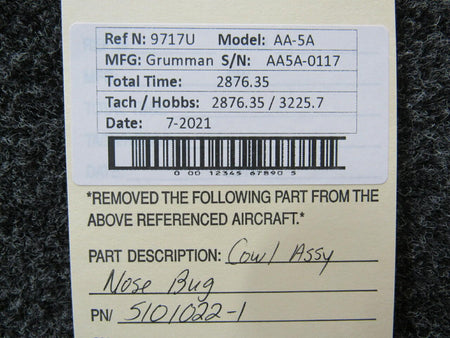 Grumman 5101022-1 Grumman AA-5A Cowl Assembly Nose Bug